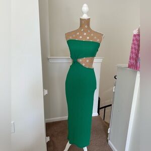 SHEIN Green Cutout Midi Dress